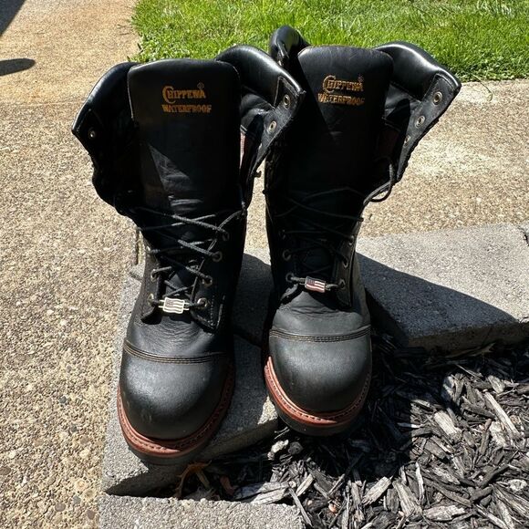Chippewa Black Composite Toe  25381 Boots Vibram Sole 8” waterproof 10E - Picture 1 of 9